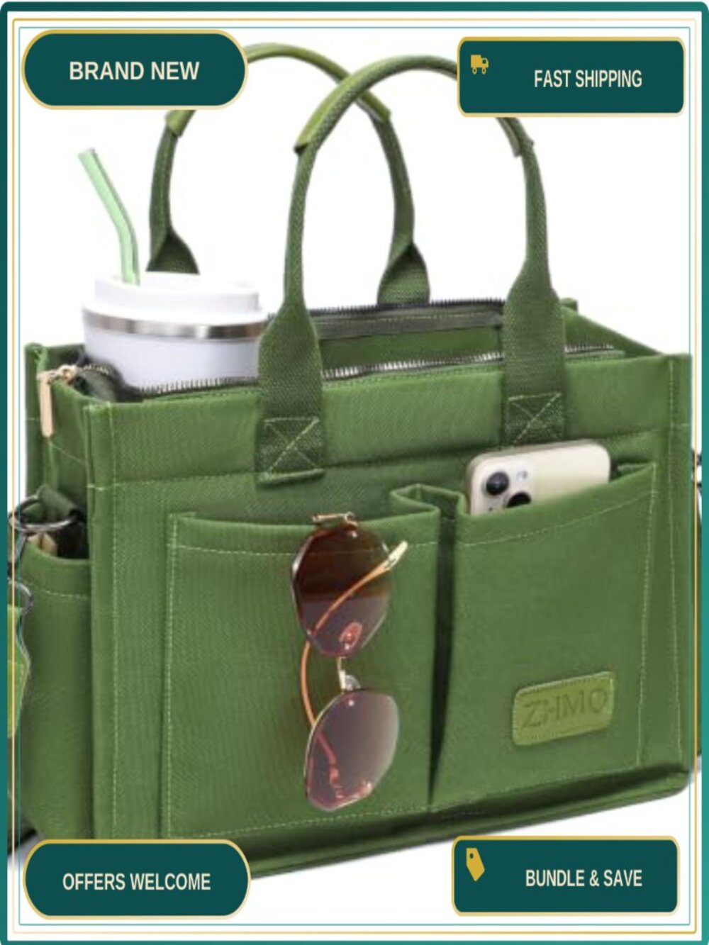 Canvas Tote Bag for Women Crossbody Laptop Work Travel Handbag